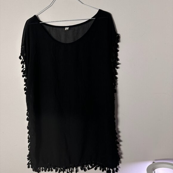 EUC Gokey Womens Black Sheer Swim Cover Shift Shirt S M Small Medium - Picture 1 of 4